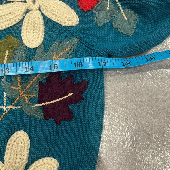 [L]Vintage  Classic Elements Crochet Knit Green Button Floral Sweater Cardigan - Picture 5 of 8